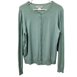 Judith Hart Collection‎ Women's Mint Green Silk Blend Cardigan Sweater XL